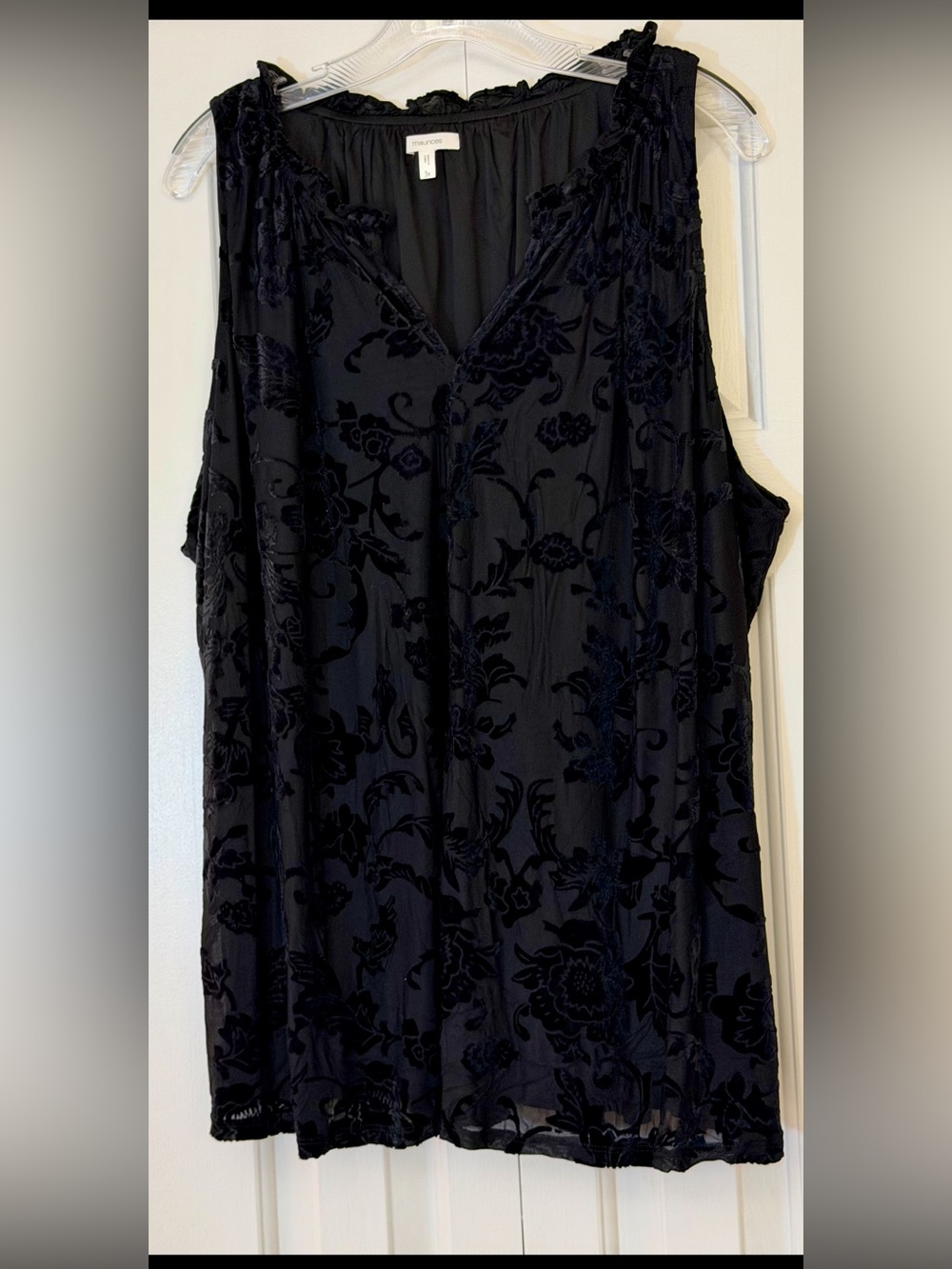 Maurice’s Floral Burnout Tunic Top with Textured Flocked Pattern, 3X